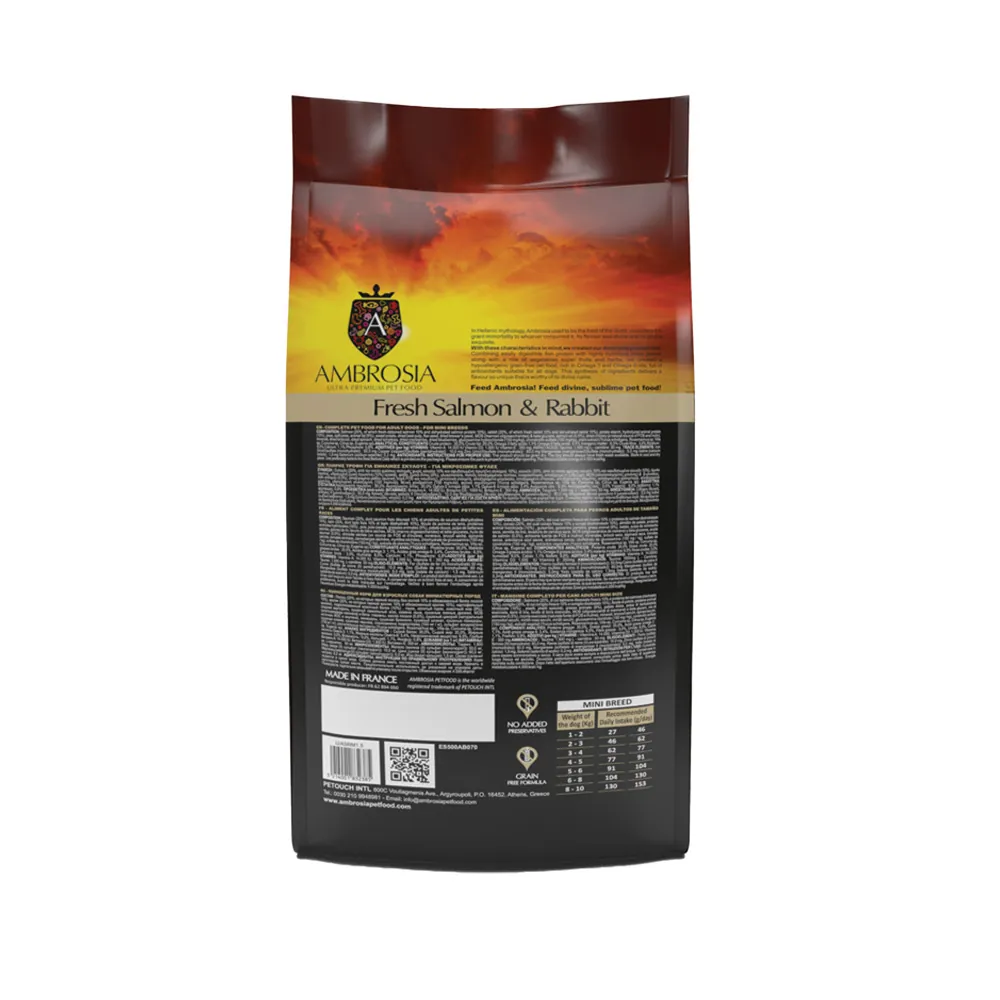 AMBROSIA Grain Free Adult Mini Sensitive – Σολομός & Κουνέλι - Image 3