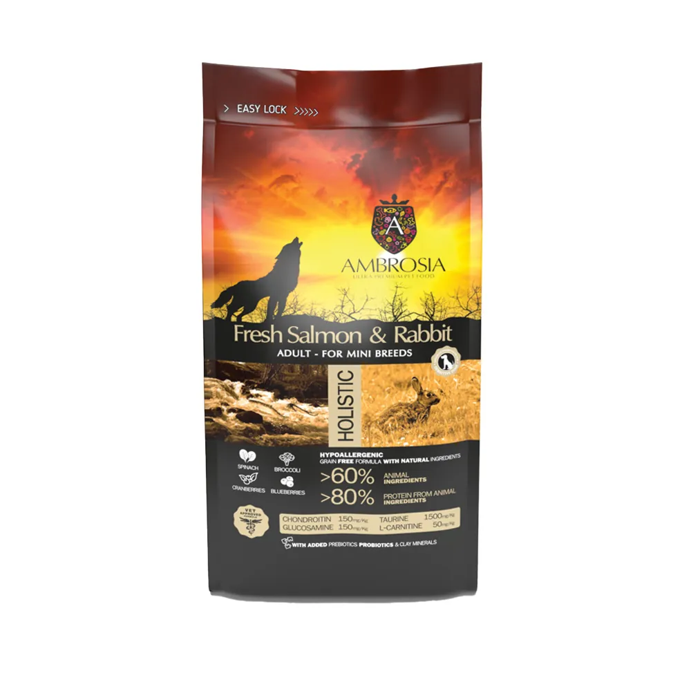 AMBROSIA Grain Free Adult Mini Sensitive – Σολομός & Κουνέλι