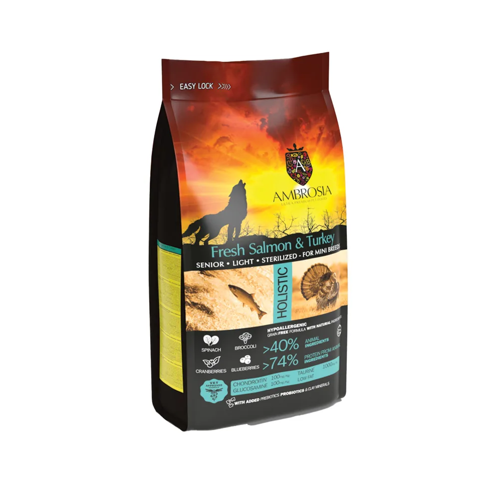 Ambrosia Mini Senior Light Σολομός & Γαλοπούλα Grain Free - Image 2